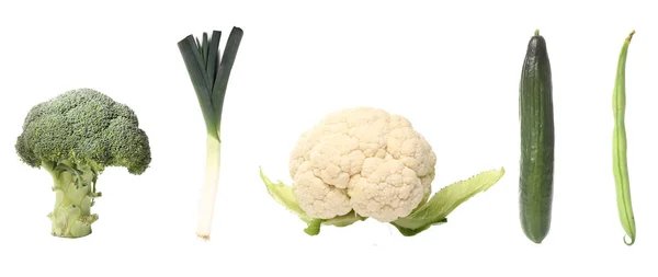 Set Dari Sayuran Yang Berbeda Pada Latar Belakang Putih — Stok Foto