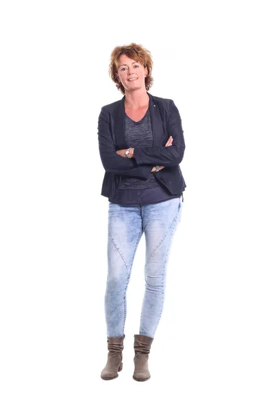 Volwassen Vrouw Witte Achtergrond — Stockfoto