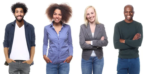 Set Van Multi Etnische Mensen Poseren Witte Achtergrond — Stockfoto