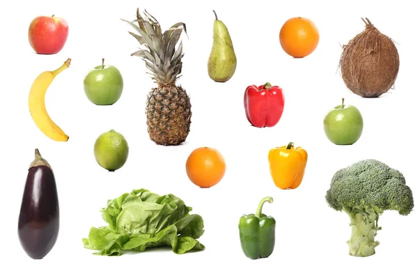 Σύνολο Διαφορετικών Φρούτων Και Λαχανικών — Φωτογραφία Αρχείου
