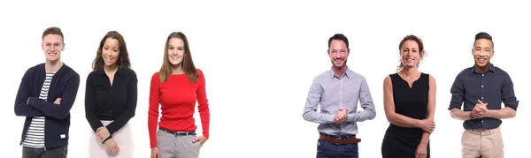 Conjunto Personas Multiétnicas Posando Sobre Fondo Blanco —  Fotos de Stock