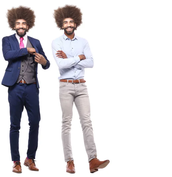 Hombre Afroamericano Diferentes Poses Sobre Fondo Blanco —  Fotos de Stock