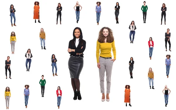 Set Van Multiraciale Vrouwen Van Verschillende Leeftijden Witte Achtergrond — Stockfoto