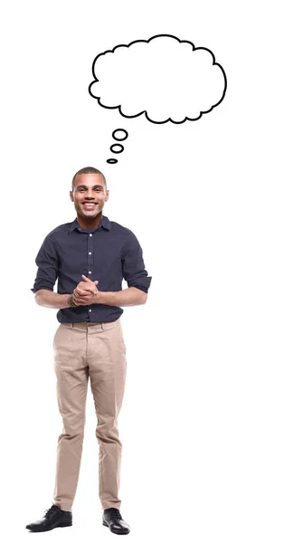 Afro American Man Speech Bubble White Background — Stock Photo, Image