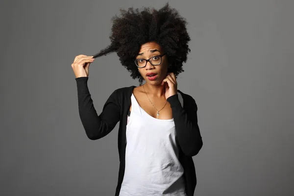 Mooie Afro Amerikaanse Vrouw Verbaasd — Stockfoto