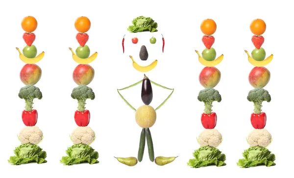 Mensch Aus Gemüse Und Obst Mit Anderen Lebensmitteln — Stockfoto