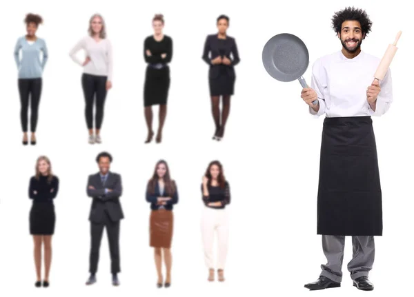 Afro American Cook Different Multi Ethnic People Background — Stock Photo, Image