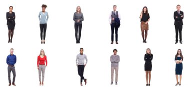 Beyaz arka planda farklı kişiler kümesi