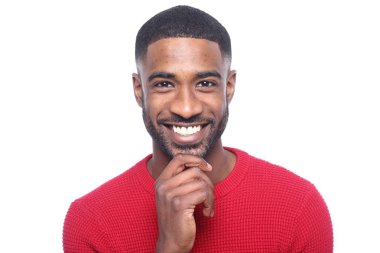 Mutlu siyah adam poz