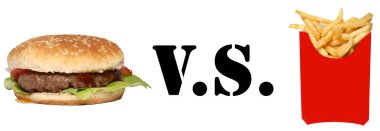 Beyaz arka planda sandviç v.s. kızartması