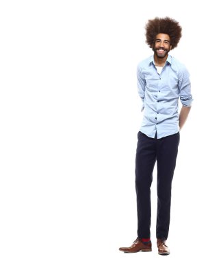 Beyaz arka plan üzerinde Afro-Amerikan adam