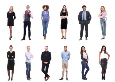 Beyaz arka planda farklı kişiler kümesi