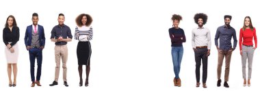 Beyaz arka planda farklı kişiler kümesi