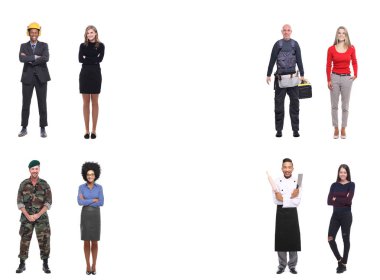 Farklı mesleklere sahip çok ırklı insanlar kümesi