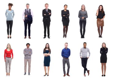 Beyaz arka planda farklı kişiler kümesi