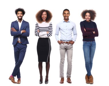 Beyaz arka plan üzerinde afro-Amerikan insanlar kümesi 