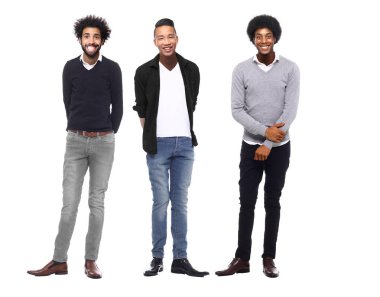 Beyaz arka planda çok ırklı erkek seti