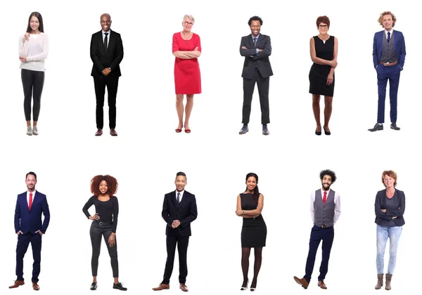 Conjunto Personas Multiétnicas Posando Sobre Fondo Blanco —  Fotos de Stock