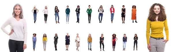 Набор Многорасовых Женщин Разного Возраста Белом Фоне — стоковое фото