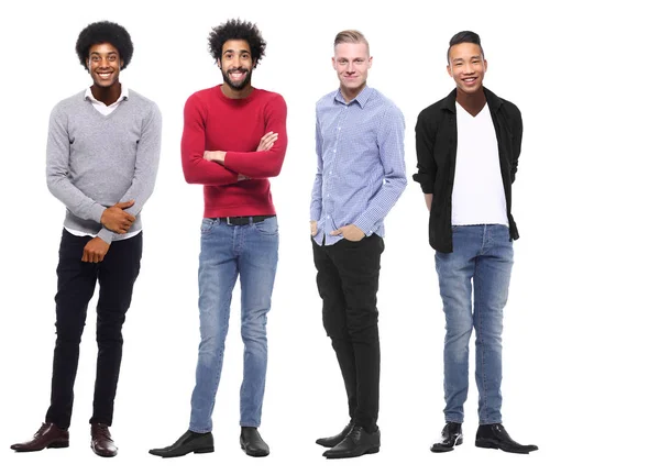 白い背景に多民族男性のセット — ストック写真