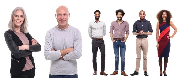 Set Multi Ethnic People Posing White Background — Stock Photo, Image