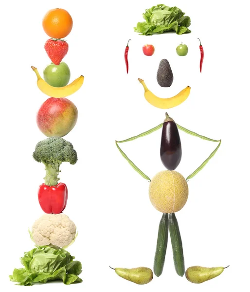 Humano Verduras Frutas Con Otros Alimentos —  Fotos de Stock