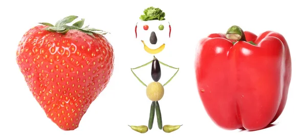 Human Vegetables Fruits Strawberry Pepper — Stock Photo, Image