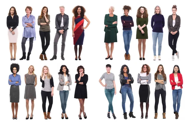 Interracial Frauen Posieren Auf Weißem Hintergrund — Stockfoto