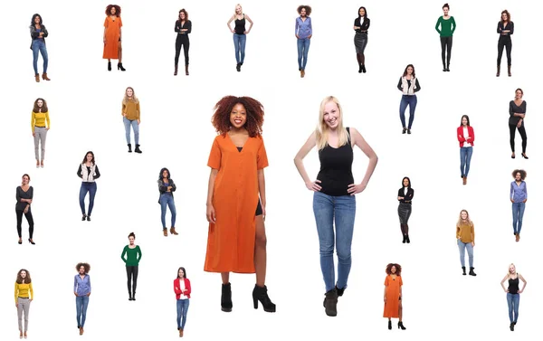 Set Van Multiraciale Vrouwen Van Verschillende Leeftijden Witte Achtergrond — Stockfoto