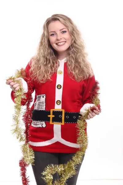 クリスマス スーツでブロンドの女の子 — ストック写真