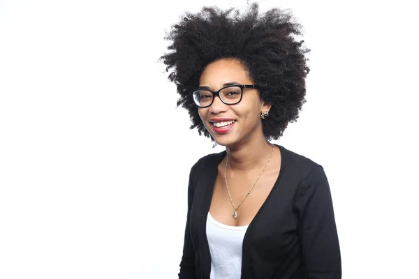 Schöne Afroamerikanische Frau Lächelt — Stockfoto