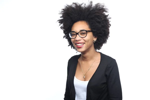 Hermosa Mujer Afro Americana Sonríe — Foto de Stock