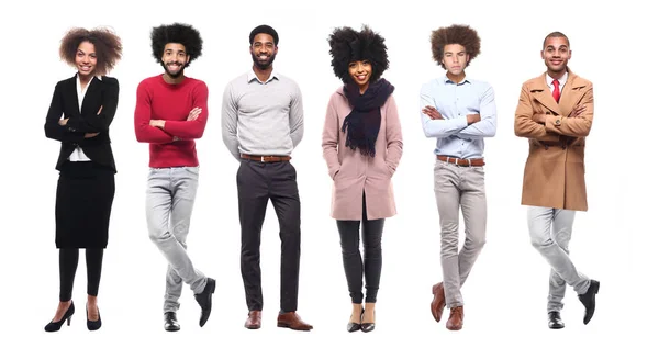 Ensemble Personnes Afro Américaines Sur Fond Blanc — Photo