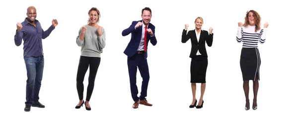 Conjunto Personas Multiétnicas Posando Sobre Fondo Blanco —  Fotos de Stock