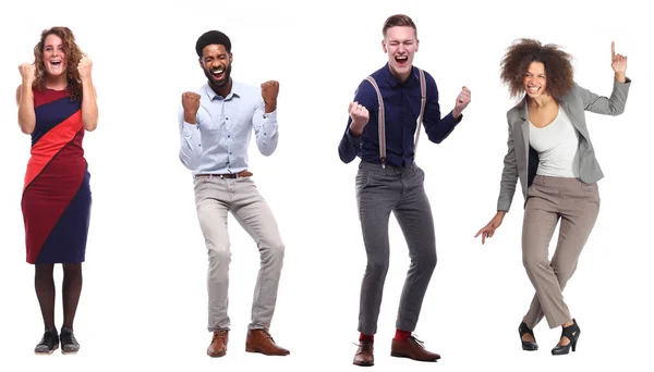 Conjunto Personas Multiétnicas Posando Sobre Fondo Blanco —  Fotos de Stock