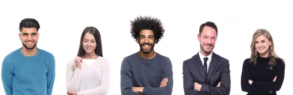 Conjunto Personas Multiétnicas Posando Sobre Fondo Blanco —  Fotos de Stock