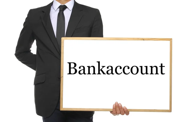 Biznesmen Trzyma Tablica Napisem Bankaccount — Zdjęcie stockowe