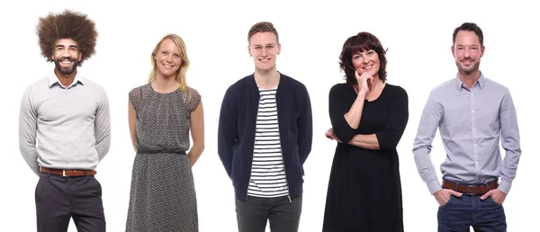 Ensemble Personnes Multi Ethniques Pose Sur Fond Blanc — Photo