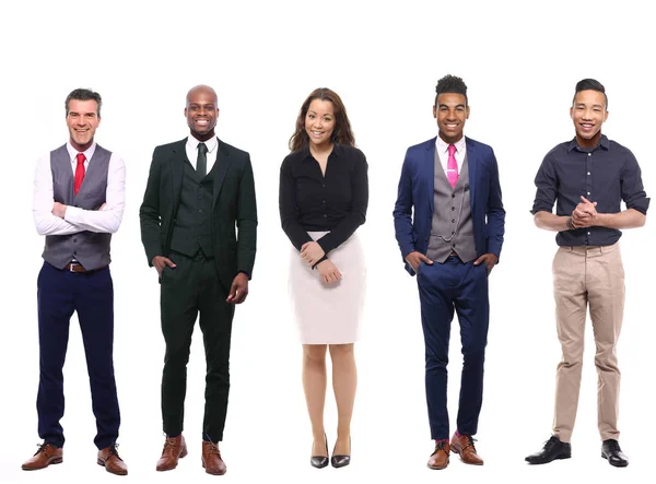 Conjunto Personas Multiétnicas Posando Sobre Fondo Blanco —  Fotos de Stock