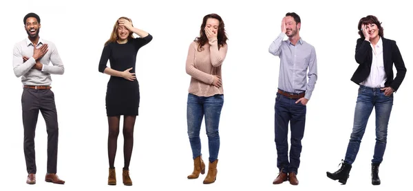 Conjunto Personas Multiétnicas Posando Sobre Fondo Blanco —  Fotos de Stock