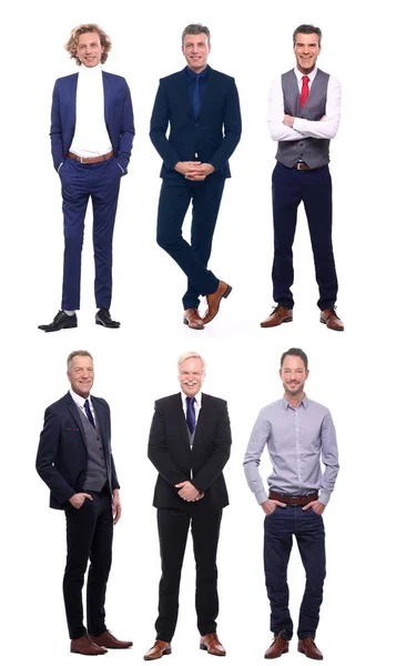 Set Van Blanke Mannen Witte Achtergrond — Stockfoto