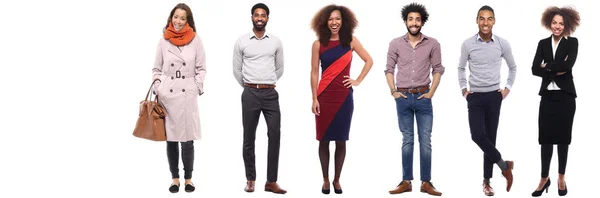 Conjunto Personas Multiétnicas Posando Sobre Fondo Blanco —  Fotos de Stock