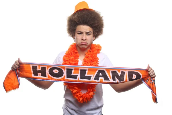 Schwarzer Sportfan Mit Hollandschal — Stockfoto