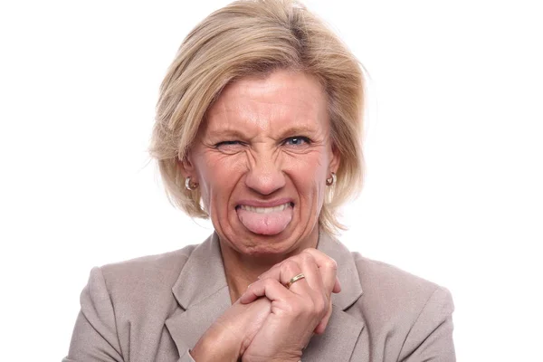 Old Caucasian Woman Dissatisfied — Stock Photo, Image