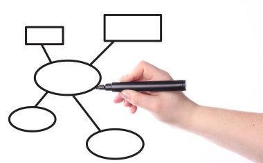 İşadamı işaretli iş planı çiziyor