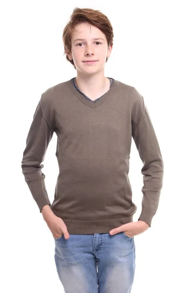 Caucasian Teen Boy Serious — Stock Photo, Image