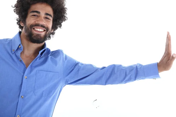 Afro American Man Posing White Background — Stock Photo, Image