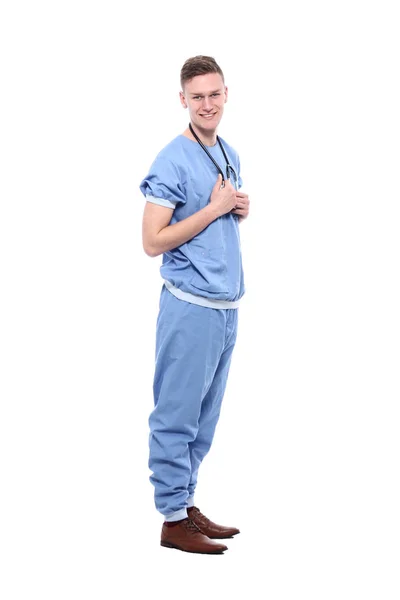 Medico Maschio Con Uniforme Speciale Con Stetoscopio — Foto Stock
