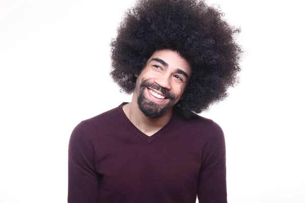 Afroamerikanischer Mann Posiert Auf Weißem Hintergrund — Stockfoto