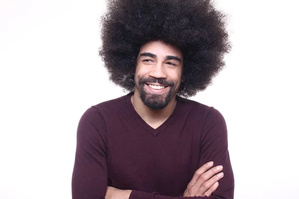 Afroamerikanischer Mann Posiert Auf Weißem Hintergrund — Stockfoto